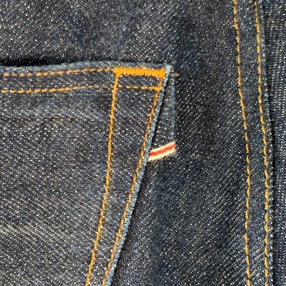 3 X 1 Size 36 Blue Indigo Cotton Selvedge Twill Contrast Stitch Button Fly Jeans - Picture 4 of 8